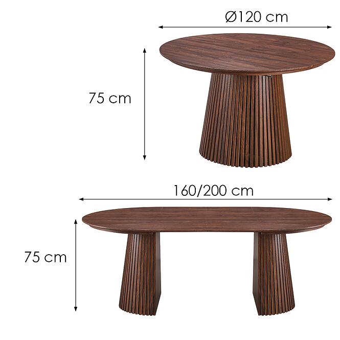 Rozkladací Stôl S Lamelami Metz 120/160x200x120 13555 Orech,3