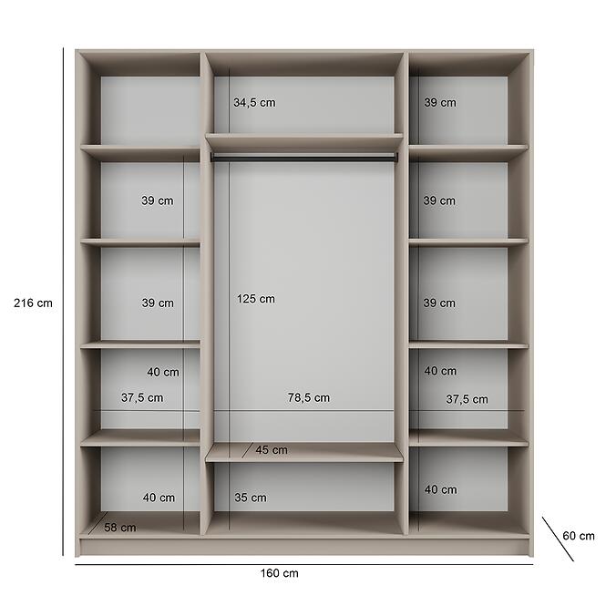 Skriňa Malmo 160 hliny + zrkadlá,4