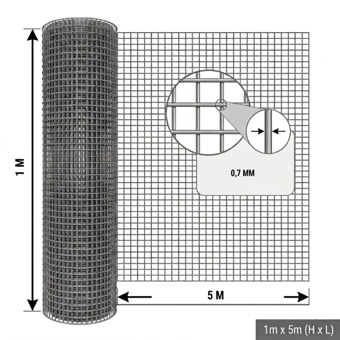 Chovateľské zvárané pletivo GMW055Z 0,5x5 m 0,7 mm 12,7 mm Zn