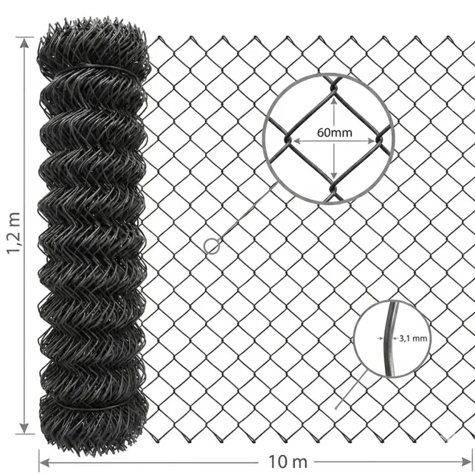 Plotové pletivo GMC1210G 1,2x10 m 3,1 mm 60 mm Zn+RAL6005,2