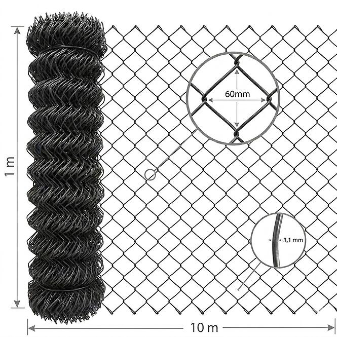 Pletená sieť 1x10 m 3,1 mm 60 mm zelená GMC110G