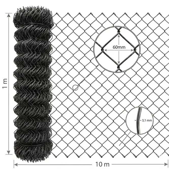Plotové pletivo GMC110G 1x10 m 3,1 mm 60 mm Zn+RAL6005,2