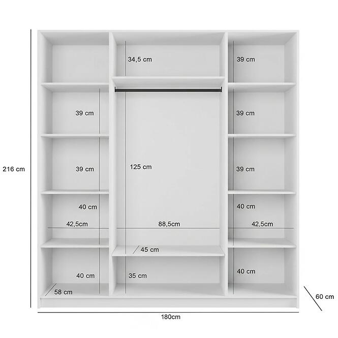Skriňa Malmo 180 biela + zrkadlá
