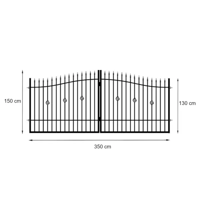 Dvojkrídlová brána Marika 3,50 m h (1,30-1,50) oceľ ZN+RAL9005