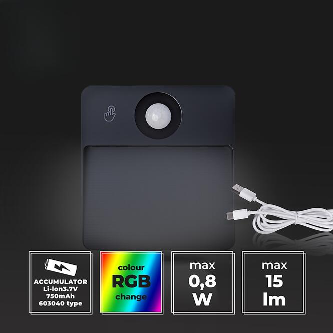 LAMPA Z CZUJNIKIEM RUCHU RGB SELVIK KW 66780 BLACK