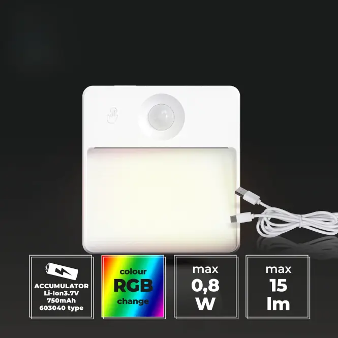 Luster snímač pohybu RGB SELVIK KW 66781 WHITE