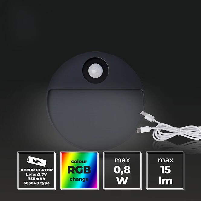 Luster snímač pohybu RGB SELVIK O 66778 BLACK,2