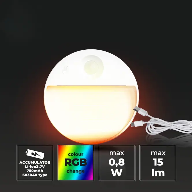 Luster snímač pohybu RGB SELVIK O 66779 WHITE