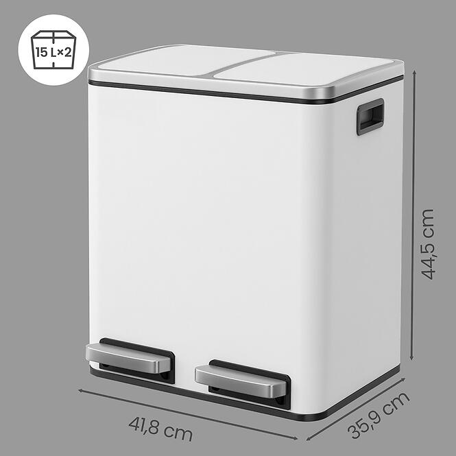 Odpadkový kôš 2x15 l biely LTB030WG01,3