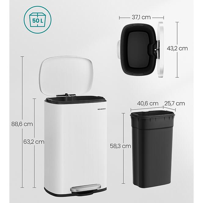 Odpadkový kôš 50 l biely LTB101W01V1,7