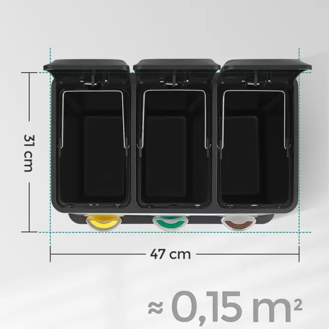 Odpadkový kôš 3x8 l čierny LTB24BK,4