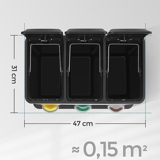 Odpadkový kôš 3x8 l čierny LTB24BK,4