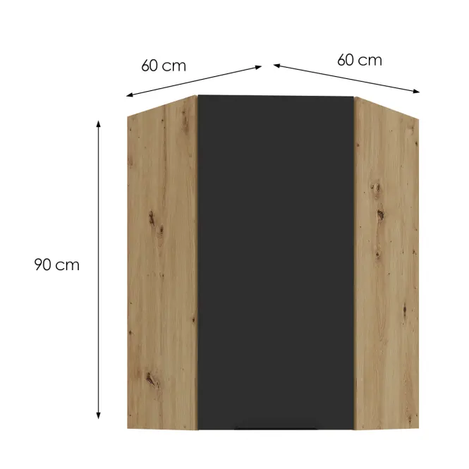 Kuchynská skrinka Aria-BL/AR anti fingerprint 60X60 GN-90 1F (45°)
