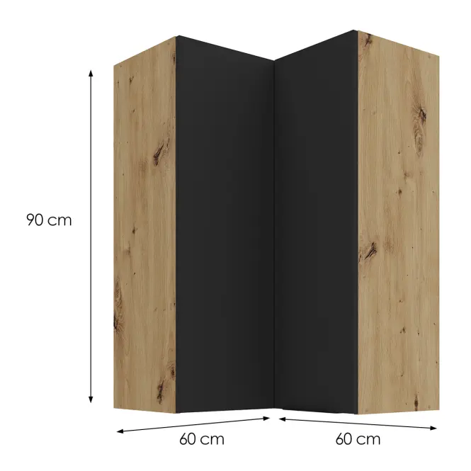 Kuchynská skrinka Aria-BL/AR anti fingerprint 60X60 GN-90 2F (90°)