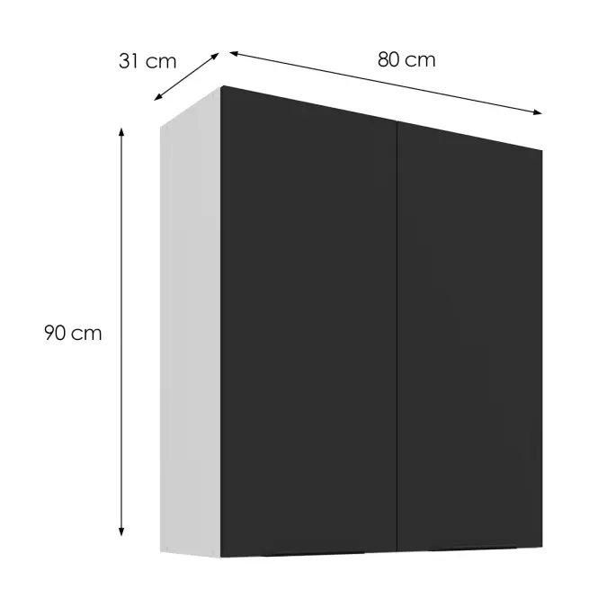 Kuchynská skrinka Aria-BL/WH anti fingerprint 80G-90 2F