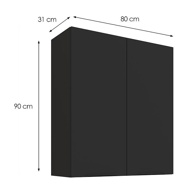 Kuchynská skrinka Aria-BL/BL anti fingerprint 80G-90 2F,3