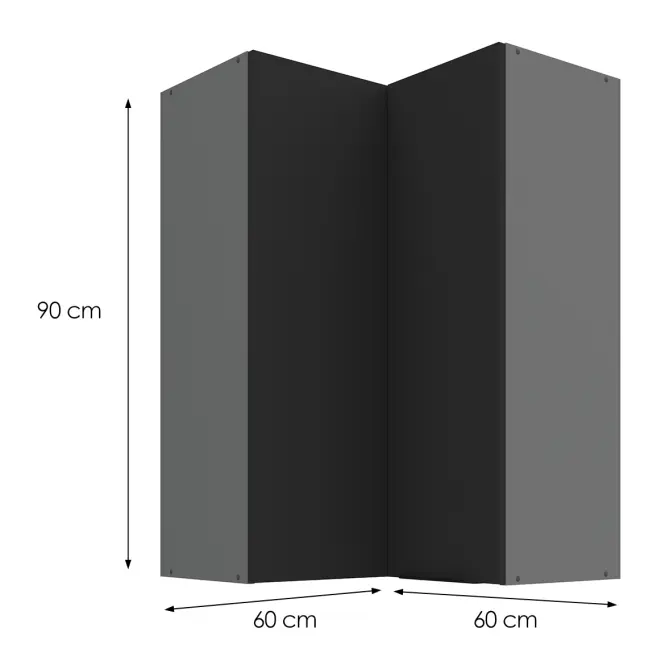 Kuchynská skrinka Aria-BL/ANT anti fingerprint 60X60 GN-90 2F (90°)