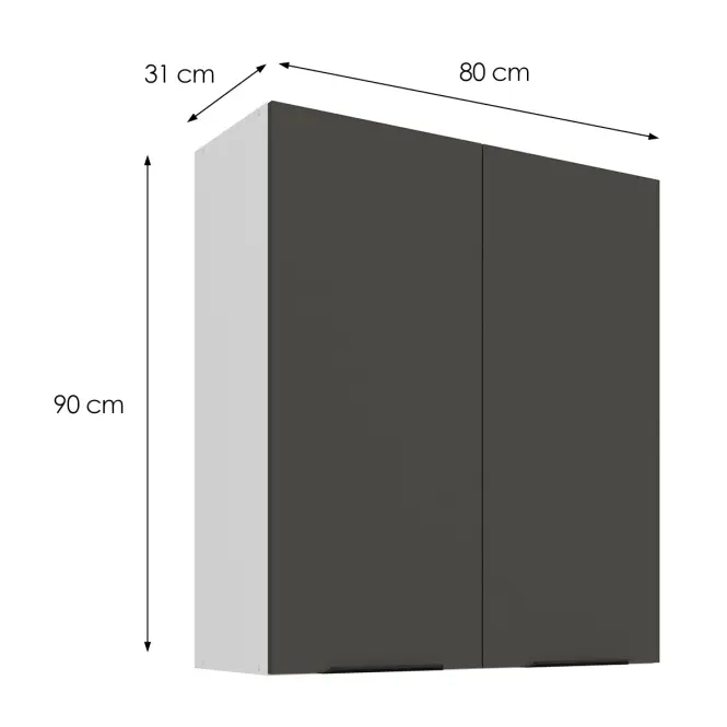 Kuchynská skrinka Aria-GR/WH anti fingerprint 80G-90 2F