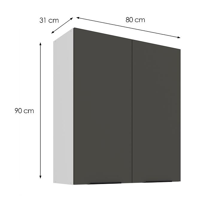 Kuchynská skrinka Aria-GR/WH anti fingerprint 80G-90 2F,3