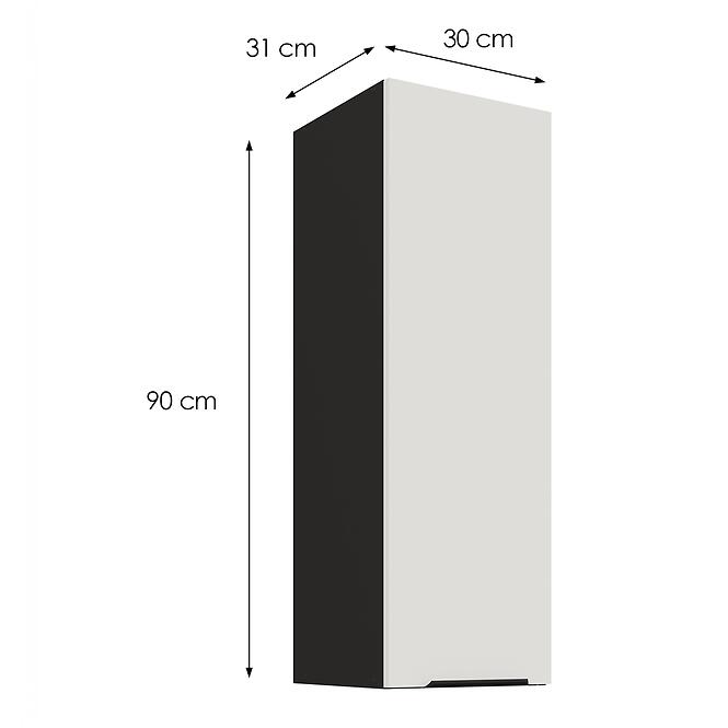 Kuchynská skrinka Aria-WH/BL anti fingerprint 30G-90 1F