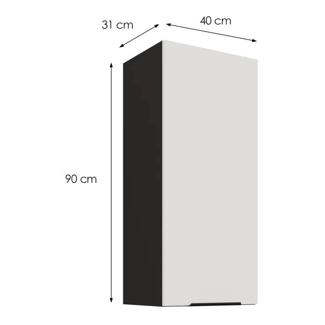 Kuchynská skrinka Aria-WH/BL anti fingerprint 40G-90 1F