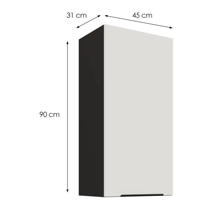 Kuchynská skrinka Aria-WH/BL anti fingerprint 45G-90 1F
