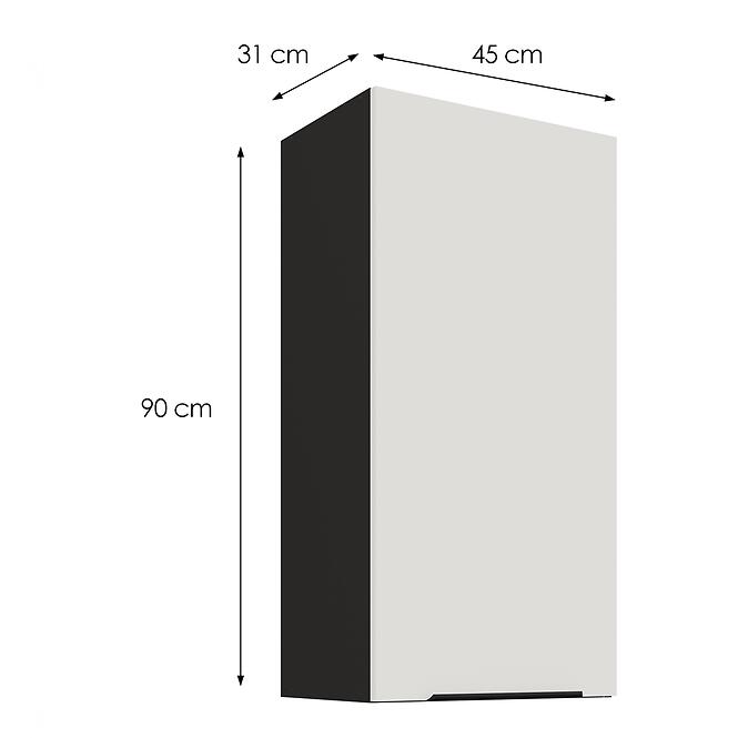 Kuchynská skrinka Aria-WH/BL anti fingerprint 45G-90 1F