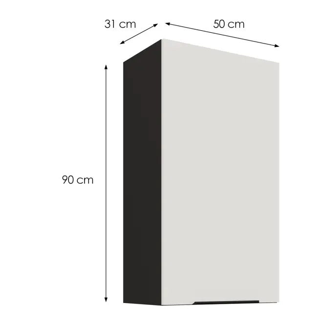 Kuchynská skrinka Aria-WH/BL anti fingerprint 50G-90 1F