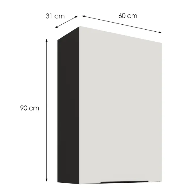 Kuchynská skrinka Aria-WH/BL anti fingerprint 60G-90 1F