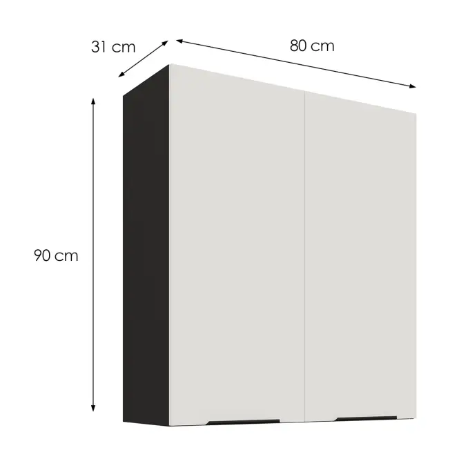 Kuchynská skrinka Aria-WH/BL anti fingerprint 80G-90 2F