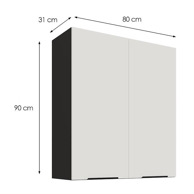 Kuchynská skrinka Aria-WH/BL anti fingerprint 80G-90 2F,3