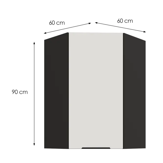 Kuchynská skrinka Aria-WH/BL anti fingerprint 60X60 GN-90 1F (45°)