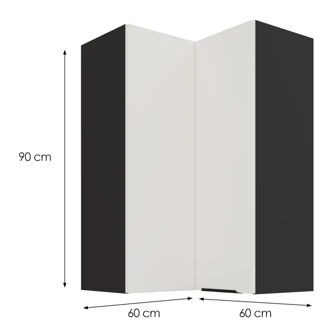Kuchynská skrinka Aria-WH/BL anti fingerprint 60X60 GN-90 2F (90°)