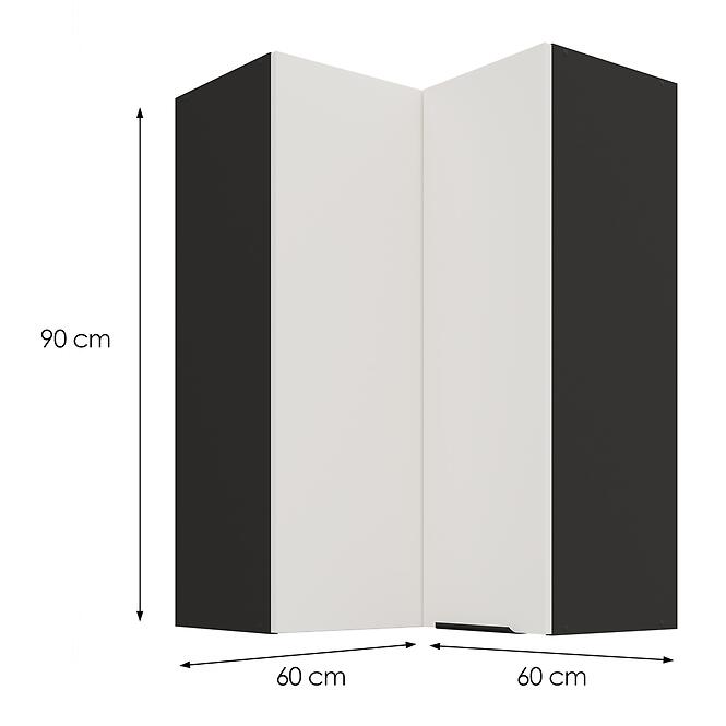 Kuchynská skrinka Aria-WH/BL anti fingerprint 60X60 GN-90 2F (90°)
