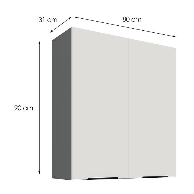 Kuchynská skrinka Aria-WH/ANT anti fingerprint 80G-90 2F,3