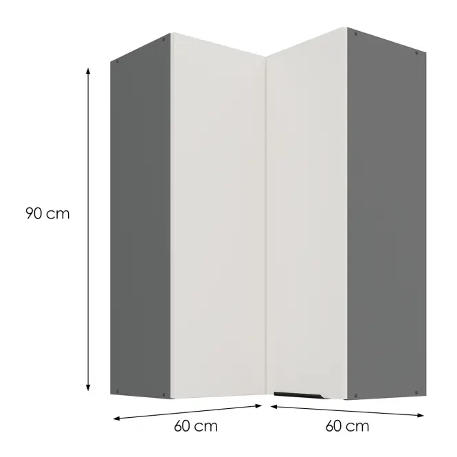 Kuchynská skrinka Aria-WH/ANT anti fingerprint 60X60 GN-90 2F (90°)