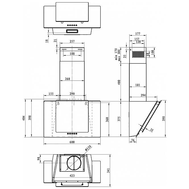 Nástenný digestor Mora čierny OVG 648 GB