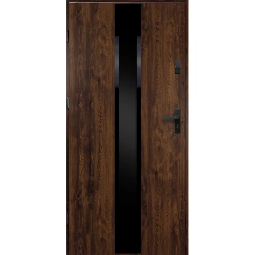 Dvere vchodové Neptun 90 L orech čierna inox/grafitové