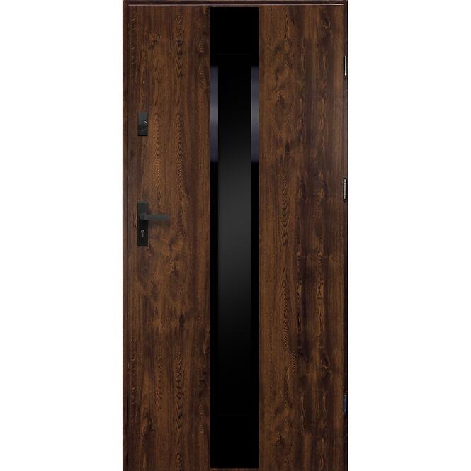 Dvere vchodové Neptun 90 P orech čierna inox/grafitové