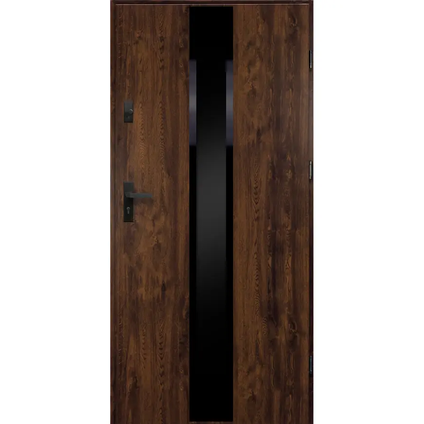 Dvere vchodové Neptun 90 P orech čierna inox/grafitové