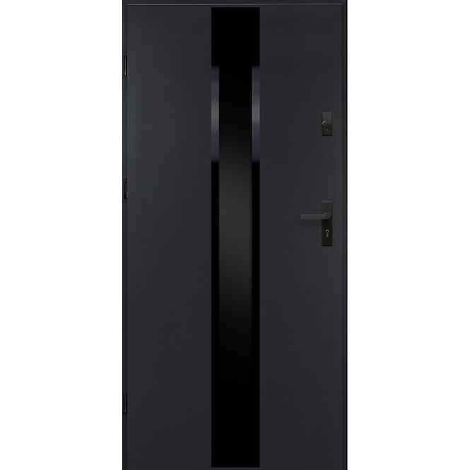 Dvere vchodové Neptun 90 L antracit čierna inox/grafitové