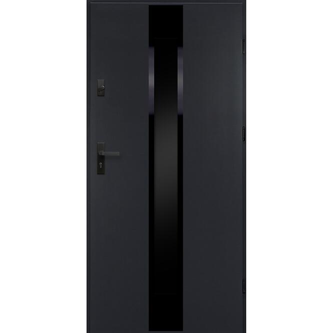 Dvere vchodové Neptun 90 P antracit čierna inox/grafitové