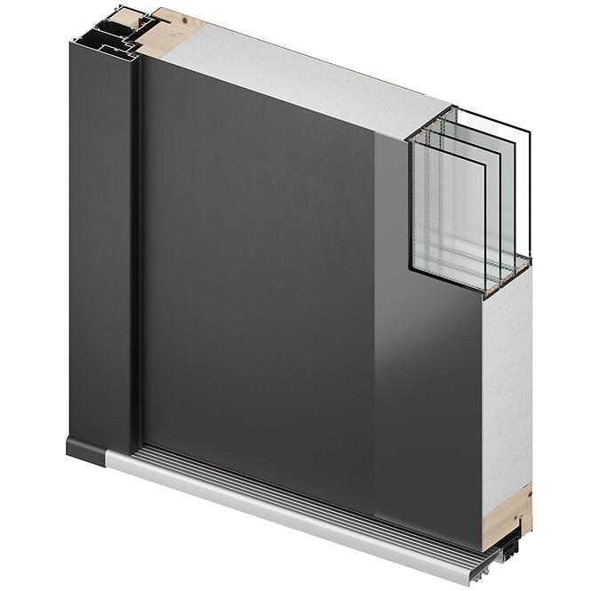 Dvere vchodové Asteria 90 L tmavý antracit čierna inox/grafitové,8