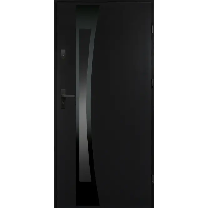 Dvere vchodové Asteria 90 P tmavý antracit čierna inox/grafitové