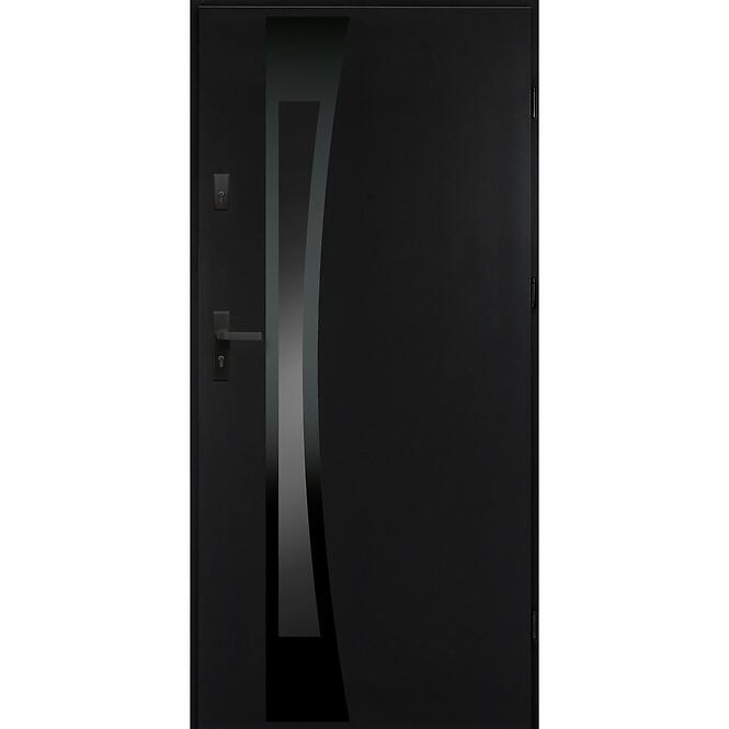 Dvere vchodové Asteria 90 P tmavý antracit čierna inox/grafitové