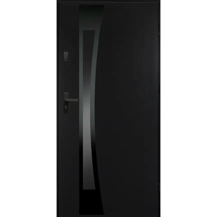 Dvere vchodové Asteria 90 P tmavý antracit čierna inox/grafitové