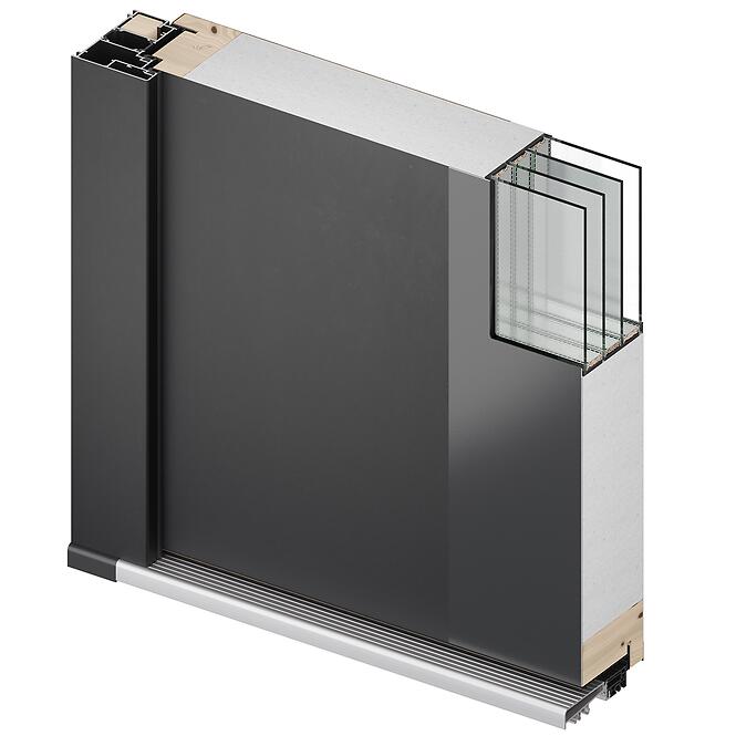 Dvere vchodové Asteria 90 P tmavý antracit čierna inox/grafitové,6