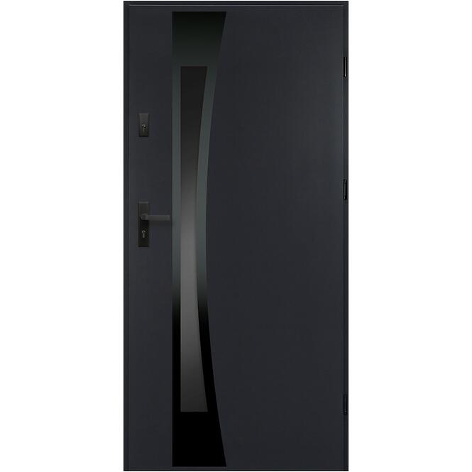 Dvere vchodové Asteria 90 P antracit čierna inox/grafitové