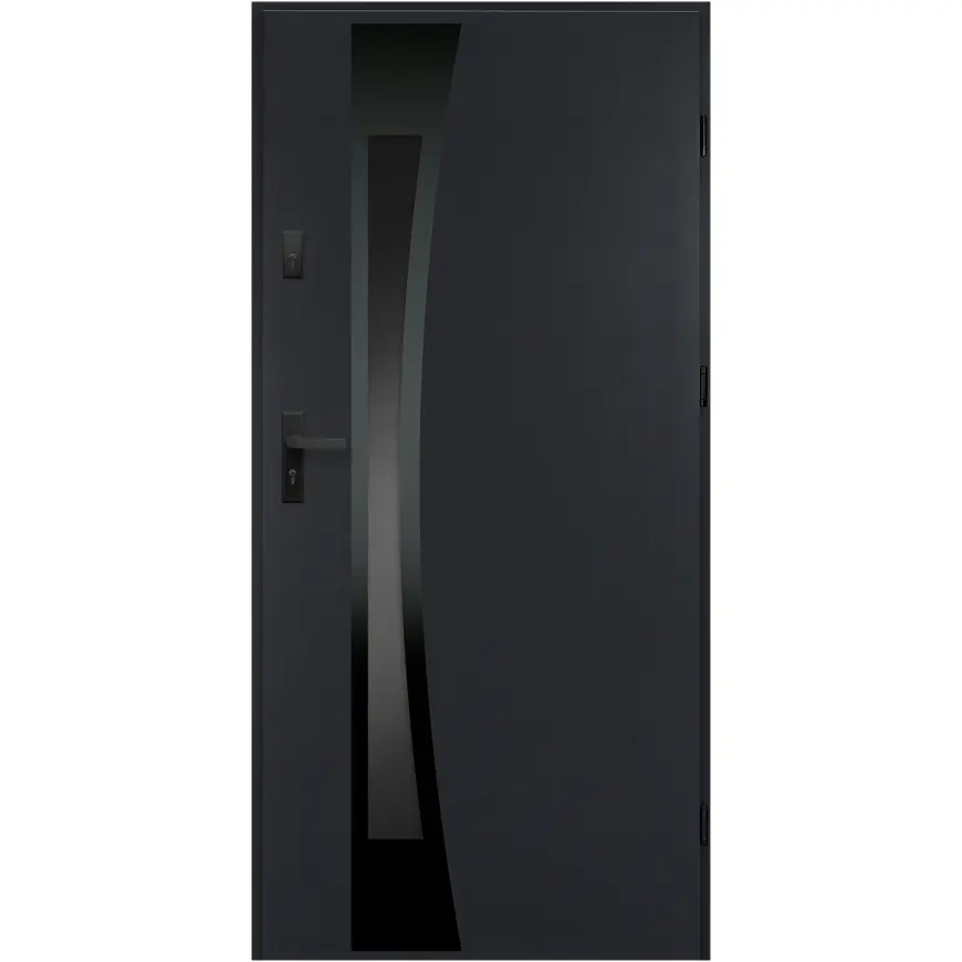 Dvere vchodové Asteria 90 P antracit čierna inox/grafitové