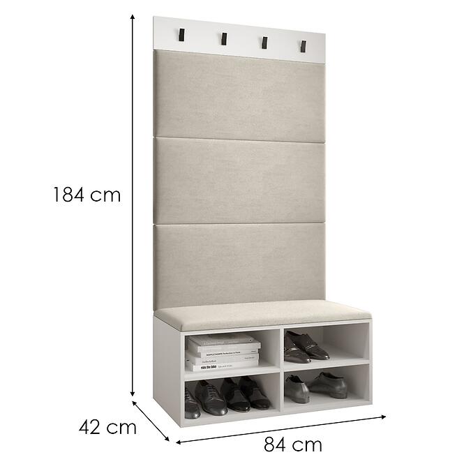 Predsieňový nábytok Miro biela/čierna panel béžová